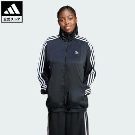 【ポイント15倍 07/15 00:00～23:59】【公式】アディダス adidas 返品可 ライフスタイル ルーズ サテン トラックトップ オリジナルス レディース ウェア・服 ジャージ 黒 ブラック IU2516 上着【PT】