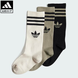【30％OFFクーポン対象 08/04 20:00～08/11 01:59】 【公式】アディダス adidas 返品可 ライフスタイル クルーソックス 3足組 オリジナルス キッズ／子供用 アクセサリー ソックス・靴下 黒 ブラック IZ3471