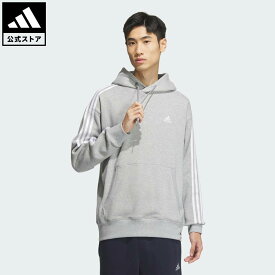 【公式】アディダス adidas 返品可 ライフスタイル エッセンシャルズ プラス ルーズフィット スリーストライプス フレンチテリー プルオーバーパーカー スポーツウェア メンズ ウェア・服 パーカー（フーディー） グレー JF3984 トレーナー notp jo_24fw