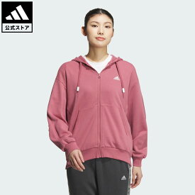 【ポイント15倍 07/15 00:00～23:59】【公式】アディダス adidas 返品可 ライフスタイル ワーディング ルーズフィット フレンチテリー フルジップパーカー スポーツウェア レディース ウェア・服 パーカー（フーディー） ピンク JG8225 トレーナー jo_24fw【PT】