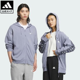 【ポイント15倍 07/15 00:00～23:59】【公式】アディダス adidas 返品可 ライフスタイル ワーディングパック ルーズフィット フレンチテリー フルジップパーカー スポーツウェア ユニセックス ウェア・服 パーカー（フーディー） 紫 パープル JG8598 トレーナー【PT】