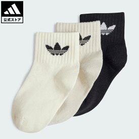 【40％OFFクーポン対象 10/14 20:00～10/21 23:59】 【公式】アディダス adidas 返品可 ライフスタイル ミッド アンクルソックス 3足組 キッズ オリジナルス キッズ／子供用 アクセサリー ソックス・靴下 黒 ブラック JJ1992 親子コーデ
