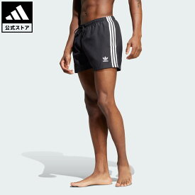 【公式】アディダス adidas 返品可 水泳 アディカラースリーストライプス スイムショーツ オリジナルス メンズ ウェア・服 水着 黒 ブラック JD0957