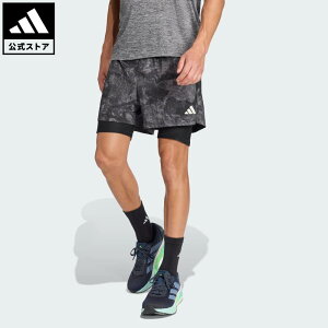 【公式】アディダス adidas 返品可 ランニング オウン ザ ラン スプレーダイ2-in-1ショーツ パフォーマンス メンズ ウェア・服 ショートパンツ・短パン グレー JN9680