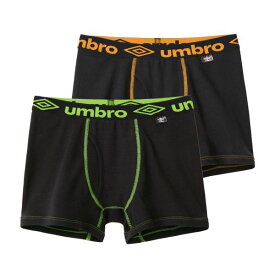 【メール便(30)】 アンブロ UMBRO キッズ ジュニア ボクサーパンツ 2枚セット 男の子 前あき 綿100％ 全2色 140-170