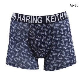 【メール便(10)】 キース・へリング Keith Haring ボクサーパンツ 自転車 ネイビー メンズ 前開き ADIEU M-LL