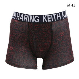【メール便(10)】 キース・へリング Keith Haring ボクサーパンツ シャフラジポスター1984 ブラック メンズ 前開き ADIEU M-LL