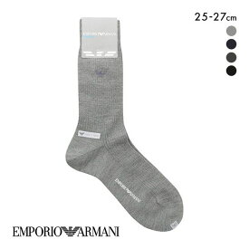 【メール便(10)】 エンポリオ・アルマーニ EMPORIO ARMANI Dress イーグル刺繍 リブソックス 靴下 日本製 クルー丈 ビジネス メンズ ウール混 25-27cm ADIEU 全4色