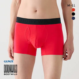 20％OFF【メール便(15)】 グンゼ GUNZE ボディワイルド BODY WILD ボクサーパンツ メンズ 前あき 型押しロゴタイプ オーガニックコットン混 M L LL ADIEU 全3色 M-LL