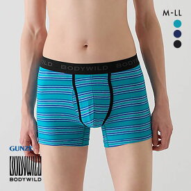 20％OFF【メール便(15)】 グンゼ GUNZE ボディワイルド BODY WILD ボクサーパンツ メンズ 綿混 ボーダー 前あき ADIEU 全3色 M-LL