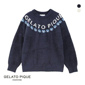 ジェラートピケ オム GELATO PIQUE HOMME メンズ 【HOMME】ベビモコフラワージャガードプルオーバー ジェラピケ パジャマ ルームウェア ADIEU 全2色 M-L