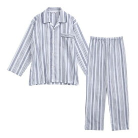 日本の匠 高島ちぢみ ストライプ メンズ パジャマ 長袖 ルームウェア シャツ 上下セット 綿100％ 日本製 ADIEU 全2色 M-L