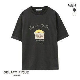 ジェラートピケ オム GELATO PIQUE メンズ 【HOMME】ドーナツワンポイントTシャツ ジェラピケ ルームウェア パジャマ ADIEU 全2色 M-L