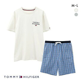 トミー・ヒルフィガー TOMMY HILFIGER SS WOVEN PJ SET DRAWSTRING 半袖Tシャツ/ショートパンツセット メンズ ラウンジウェア ADIEU 全2色 M-L