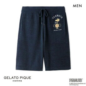 ジェラートピケ オム GELATO PIQUE メンズ 【PEANUTS】【HOMME】TENNIS ジャガードハーフパンツ ジェラピケ パジャマ ルームウェア ADIEU M-L ev_sp