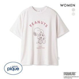 ジェラートピケ gelato pique レディース 【PEANUTS】ワンポイントTシャツ ジェラピケ パジャマ ルームウェア ADIEU 全2色