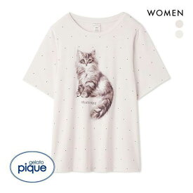 ジェラートピケ gelato pique レディース CATドット柄ワンポイントTシャツ ジェラピケ パジャマ ルームウェア ADIEU 全2色