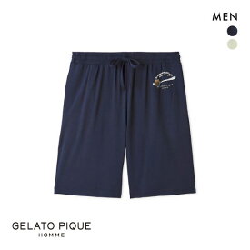30％OFF ジェラートピケ オム メンズ レーヨンカプチーノベアワンポイントハーフパンツ ジェラピケ パジャマ ルームウェア gelato pique HOMME ADIEU 全2色 M-L