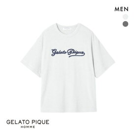 20％OFF ジェラートピケ オム メンズ パイルロゴ刺繍Tシャツ ジェラピケ パジャマ ルームウェア GELATO PIQUE HOMME ADIEU 全2色 M-L
