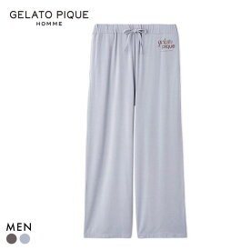 ジェラートピケ オム メンズ ロゴワンポイントプリントロングパンツ ジェラピケ パジャマ ルームウェア gelato pique HOMME ADIEU 全2色 M-L