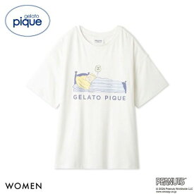 【メール便(13)】 ジェラートピケ PEANUTS レディース 接触冷感 ワンポイントTシャツ ジェラピケ スヌーピー SNOOPY パジャマ ルームウェア gelato pique ADIEU 全3色 ギフト プレゼント