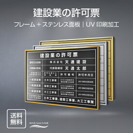 ＼【20％OFF】建設業の許可票 看板 W520mm×H370mm / 建設業許可票 看板 許可票 看板 業者票 建設工事現場 標識 事務所 店舗 不動産 法定看板 法令許可票 金看板 l0736-rb