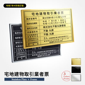 ＼【20％OFF】宅地建物取引業者票 改正 看板 約W52cm×H37cm / 許可票 看板 業者票 建設工事現場 標識 事務所 店舗 不動産 法定看板 法令許可票 l1035-tr