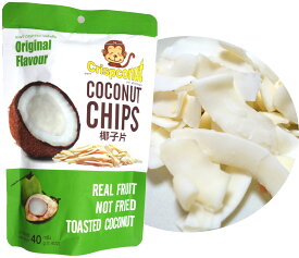 ココナッツチップス 40g (1袋) COCONUT CHIPS ローストしたココナッツのお菓子。パリパリ・サクサクで ほどよい甘さとクリーミーな食感。便利なチャック付きパッケージ。