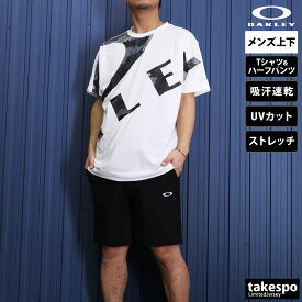 新作 オークリー Tシャツ ハーフパンツ 上下 メンズ OAKLEY 半袖 UVカット 吸汗 速乾 ストレッチ ビッグロゴ FOA406334| セットアップ 上下セット 大きいサイズ 有 プラクティスシャツ プラシャツ スポーツウェア トレーニングウェア ドライ 速乾