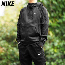 スーパーセール限定マルチクーポン有！ ナイキ セットアップ メンズ スウェット 上下 ブランド NIKE Therma-FIT DQ4831 フード付き 裏起毛 フリース フルジップ テーパードパンツ フーディ ワンポイント 黒 ブラック 新作 上下セット 大きいサイズ 有