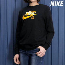 5/25-5/26 2日間限定ゲリラバーゲン ナイキ 新作 スウェットシャツ 上 レディース NIKE 長袖 クルーネック 裏毛 綿混 FN3629 あす楽 黒 ブラック| ウィメンズ かわいい 大きいサイズ 有 トップス ウォーキング ウェア スポーツウェア トレーニングウェア