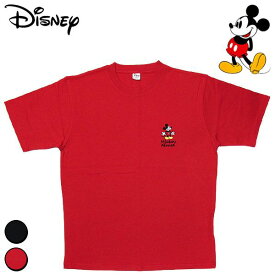 ミッキーマウス 半袖Tシャツ ワンポイント刺繍 メンズ レディース ウェア トップス