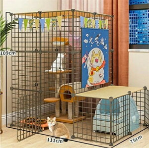 猫ケージ トイレ ケージ ゲージ ペット 猫 ゲージ 猫犬小屋金属ワイヤー犬小屋クレート子猫モルモット用小動物ケージ1〜4匹の猫に最適 (Lタイプ)