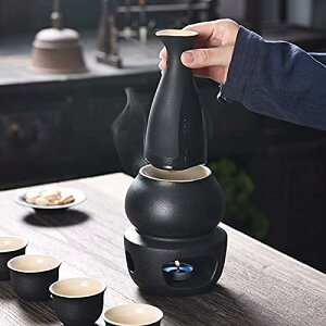 日本酒 熱燗器 伝統 熱酒器 酒器セット 冷たい 暖かい 熱い酒のための日本の禅スタイルの陶磁器のワインセット伝統的な磁器酒暖かい フラスコ 焼酎 熱燗器 焼酎じょか揃 燗瓶 冷酒器 美濃