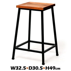 ロータイプ 幅325×奥行305×高さ490mm PR-BS49LO ブリック 天然木製スツール パインとアイアンの組み合わせ チェア 椅子 いす イス 木製 スツール ブリックシリーズ【送料無料】
