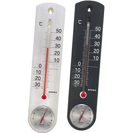温度湿度計 おしゃれ シンプル アナログ くらしのメモリー温湿度計 ガラス管温度計 黒 銀【送料無料】