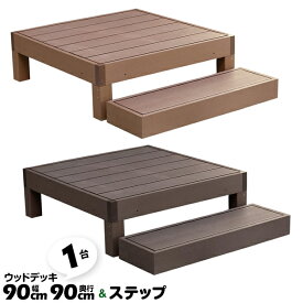 90×90cm 1台 ecofeel ステップセット 人工木ウッドデッキ 縁側 縁台 デッキ ガーデン 庭 PWDE-1P-STP【送料無料】