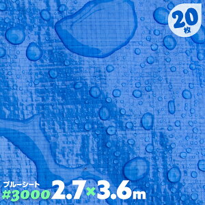 ブルーシート 厚手 防水 ハトメ 20枚 3000 2.7m×3.6m 2.7 3.6