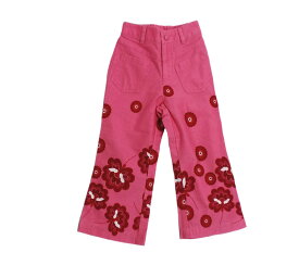 子供服 リゾート気分パッと華を添える程よい厚さのおしゃれな綿パンツ（濠Du）ピンク色 花模様マゼンタ 100cm 子供 誕生日プレゼント 子ども ブランド 上品 アドゥラブル