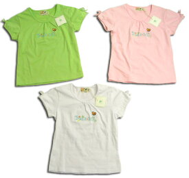 【子供服】活発な美少女　蝶々刺繍入りパブスリーブニットTシャツ（濠Du）子供 誕生日プレゼント 子ども 子供服 ブランド 上品 アドゥラブル