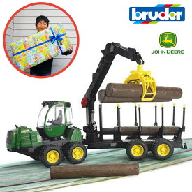 ラッピング可 John Deere 1210Eグラップルクレーン丸太輸送車 丸太4本付き 林業用 bruderブルーダー 動かす 知育玩具 BR02135 孫 4歳 5歳 6歳 孫 誕生日 クリスマス プレゼン トギフト