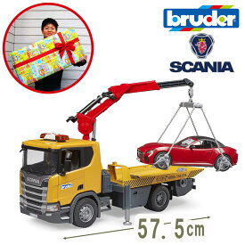 ラッピング可 SCANIAレッカークレーン＆BRUDERロードスターRED セット BR03552 知育遊び 知育玩具 動かす おもちゃ 男の子 クリスマス プレゼント 誕生日 3歳 4歳 5歳 ギフト bruder 子供の日 子ども 孫