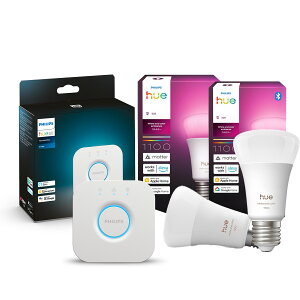 �y�����z Philips Hue �X�^�[�^�[�Z�b�g�y�X�}�[�g�d�� E26 75W���� �t���J���[ 2�� + �u���b�W�z �� �t�B���b�v�X�q���[ �X�}�[�g�Ɩ� Alexa�Ή� 1100lm �}���`�J���[ 1600���F �d���F �����F ���� ��