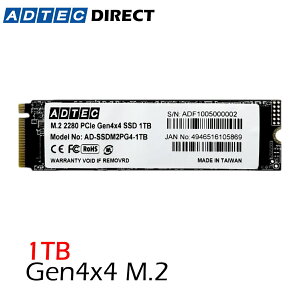 �A�h�e�b�N�� M.2 NVMe SSD AD-SSDM2PG4�V���[�Y PCIe Gen4x4 1TB/2TB ���ϋv 3D NAND TLC�̗p �����T�|�[�g�Ή��@PS5�Ή�