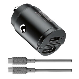 �A�h�e�b�N ACPD-V065C2 �J�[�`���[�W���[ 65W�yUSB-C x2�|�[�g�z�����^ �c���C�` �V�K�[�\�P�b�g PD PPS �}���[�d �����[�d 36W�o�� 12V�� 24V�� �g���b�N �W���܂� �ԍڏ[�d�� iPhone 17 �m�[�g�p�\�R