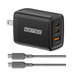 �A�h�e�b�N 65W PD�[�d�� 3�|�[�g(USB-Cx2+USB-A) ���^ �R���p�N�g �����[�d �}���[�d PD �[�d�� GaN Apple MacBook Air Pro�^iPhone17 Air Pro�^Google Pixel10 Pro �m�[�g �X�}�z Nintendo Switch PD3.0 �u���b�N �z���C�g AP