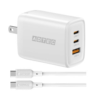 �A�h�e�b�N 65W PD�[�d�� 3�|�[�g(USB-Cx2+USB-A) ���^ �R���p�N�g �����[�d �}���[�d PD �[�d�� GaN Apple MacBook Air Pro�^iPhone17 Air Pro�^Google Pixel10 Pro �m�[�g �X�}�z Nintendo Switch PD3.0 �u���b�N �z���C�g AP