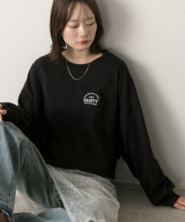 楽天市場】【2024AW新作】ロゴ刺繍 ショート丈ロングTシャツ トレンド  