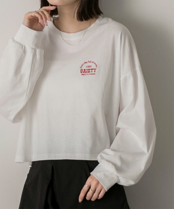 楽天市場】【2024AW新作】ロゴ刺繍 ショート丈ロングTシャツ トレンド  