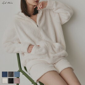 クーポン利用で2980円★ ボア パーカー ショートパンツ ルームウェア 上下 セット パジャマ 部屋着 もこもこ ふわふわ ゆったり 大きめ リラックス 無地 シンプル 可愛い おしゃれ トレンド お洒落 きれいめ カジュアル コーデ かわいい レディース